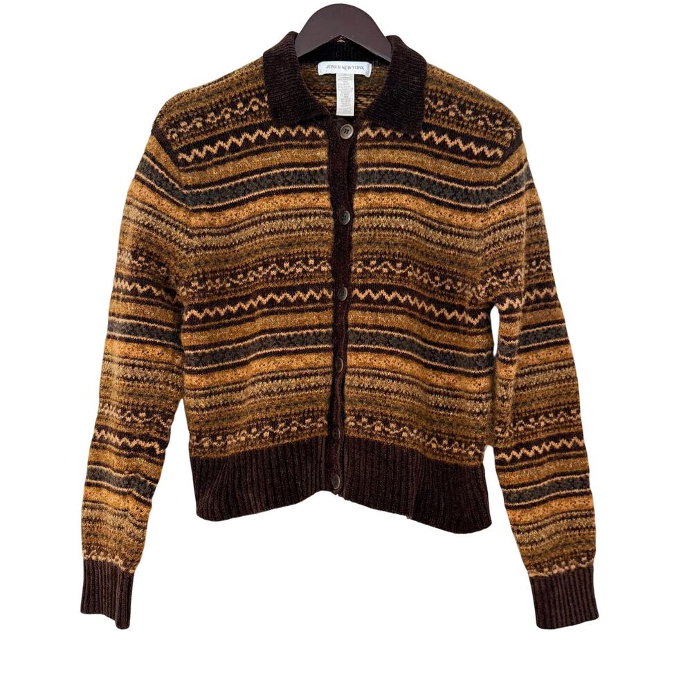 Vintage Wool Blend Fair Isle Cardigan Sweater